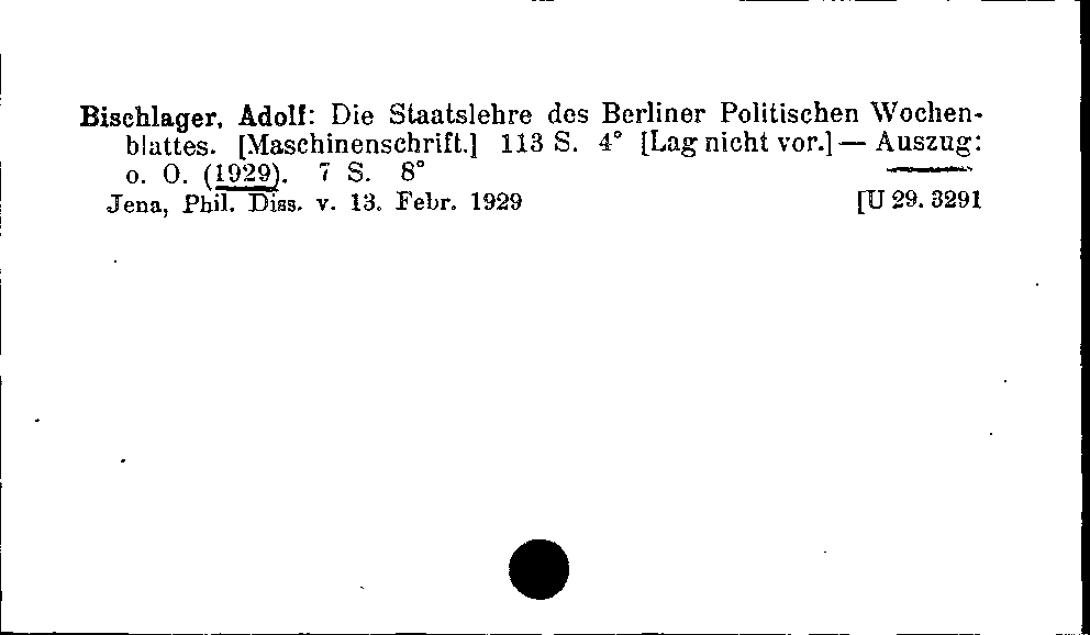 [Katalogkarte Dissertationenkatalog bis 1980]