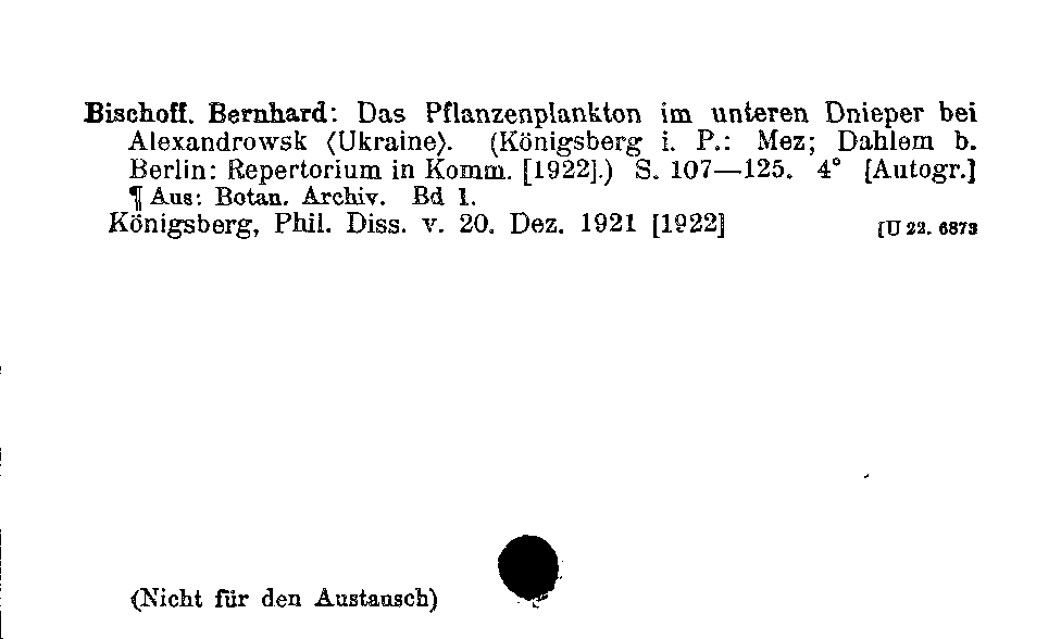 [Katalogkarte Dissertationenkatalog bis 1980]