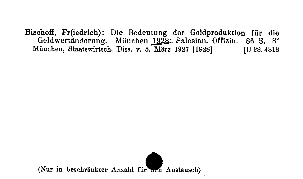 [Katalogkarte Dissertationenkatalog bis 1980]