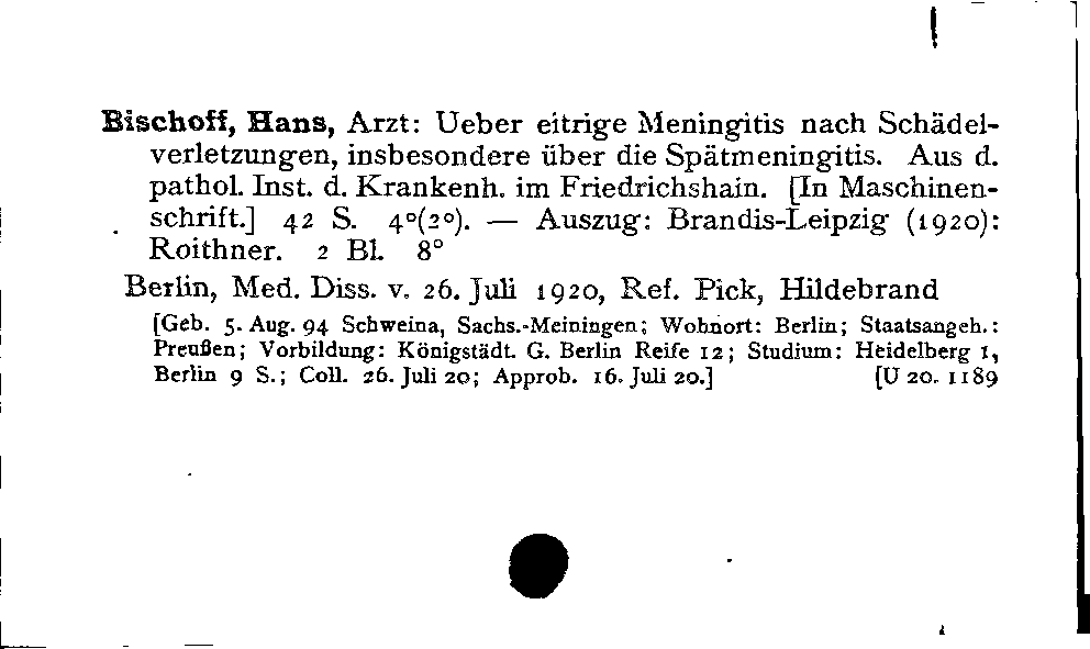 [Katalogkarte Dissertationenkatalog bis 1980]