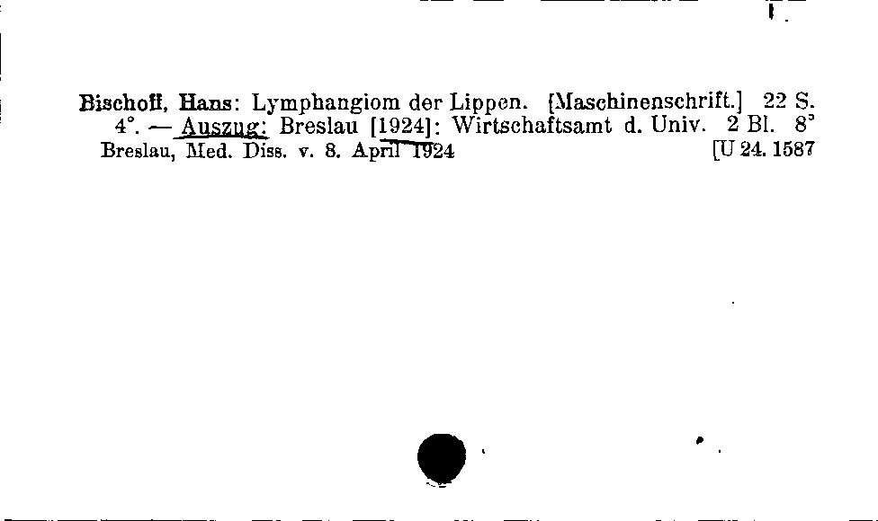 [Katalogkarte Dissertationenkatalog bis 1980]