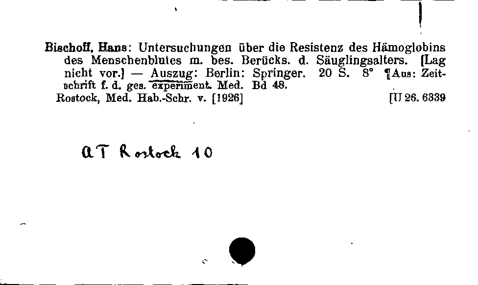 [Katalogkarte Dissertationenkatalog bis 1980]