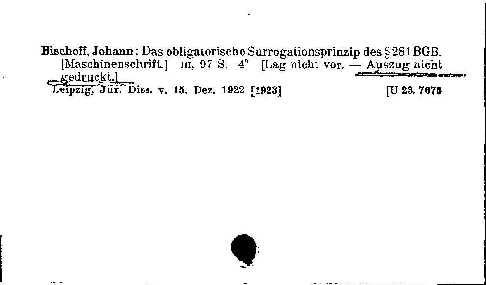 [Katalogkarte Dissertationenkatalog bis 1980]