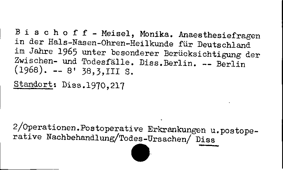 [Katalogkarte Dissertationenkatalog bis 1980]