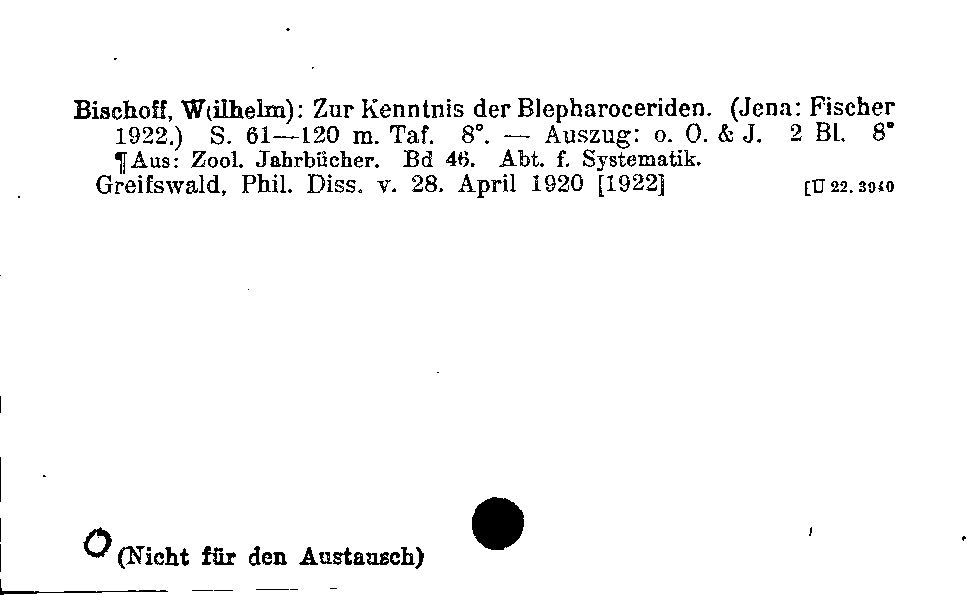 [Katalogkarte Dissertationenkatalog bis 1980]