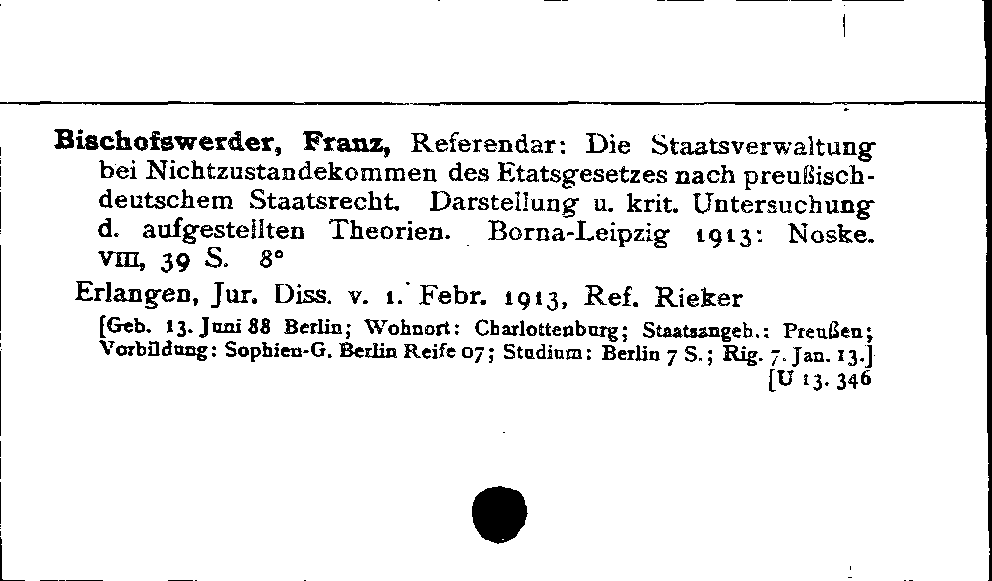 [Katalogkarte Dissertationenkatalog bis 1980]