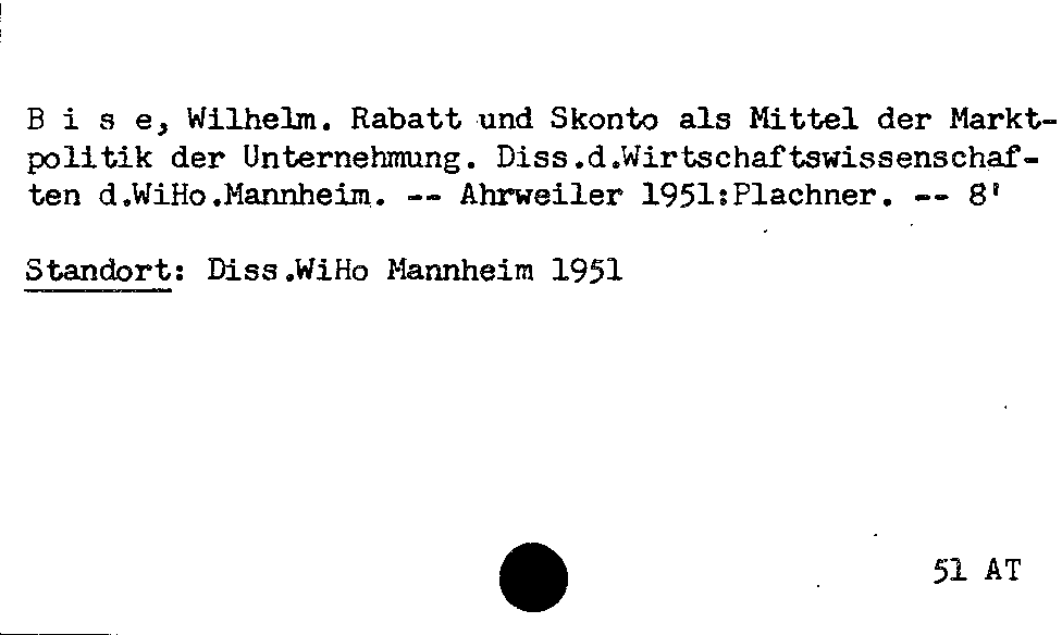 [Katalogkarte Dissertationenkatalog bis 1980]