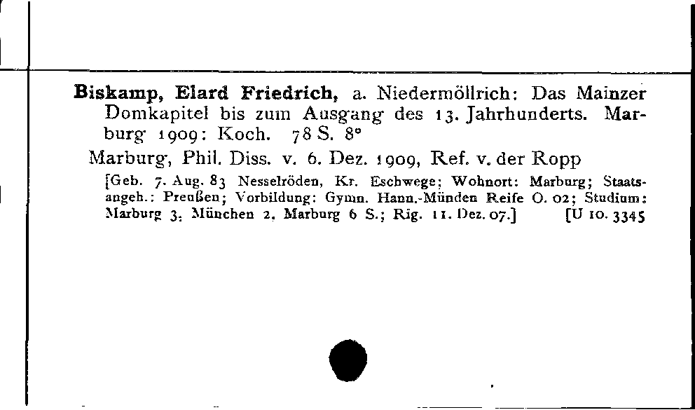 [Katalogkarte Dissertationenkatalog bis 1980]