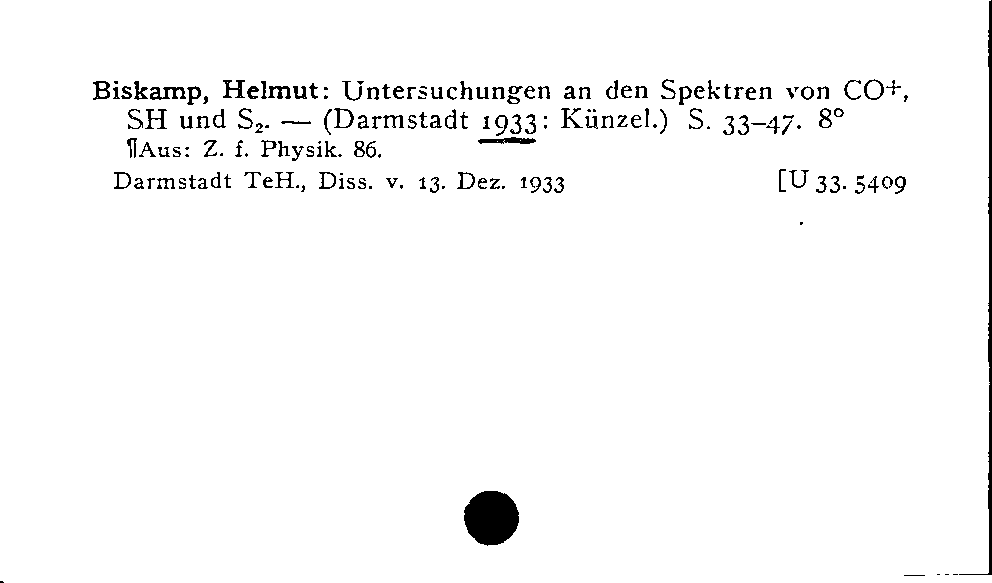 [Katalogkarte Dissertationenkatalog bis 1980]