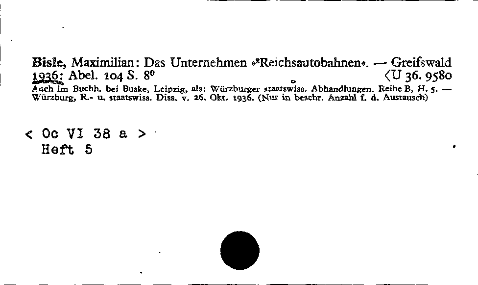 [Katalogkarte Dissertationenkatalog bis 1980]