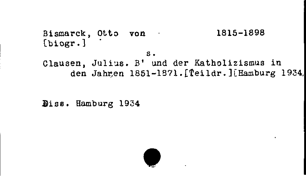 [Katalogkarte Dissertationenkatalog bis 1980]