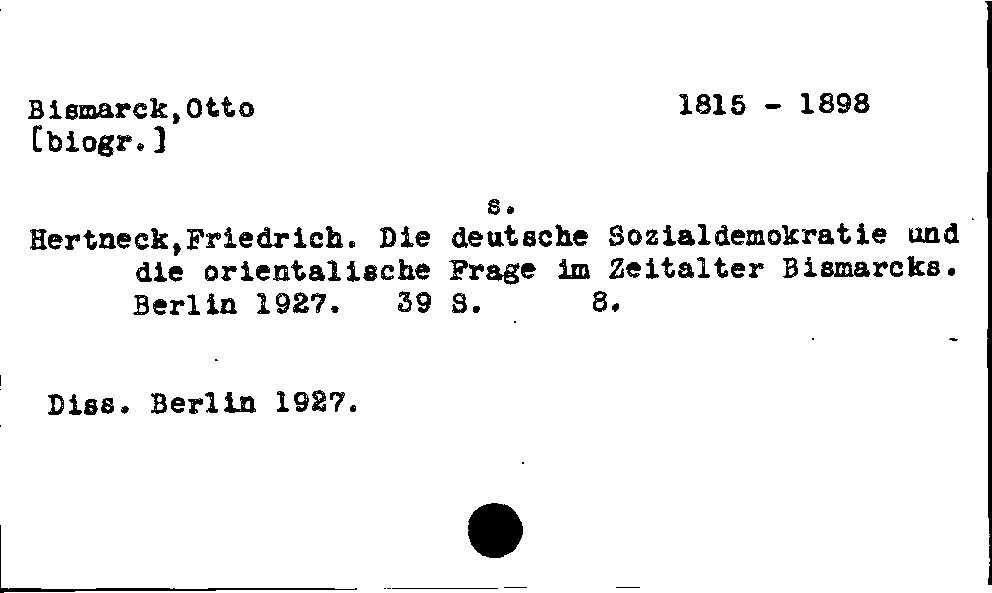 [Katalogkarte Dissertationenkatalog bis 1980]