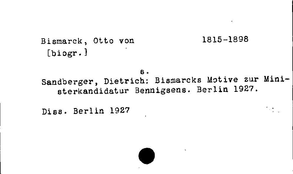 [Katalogkarte Dissertationenkatalog bis 1980]