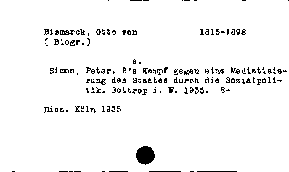 [Katalogkarte Dissertationenkatalog bis 1980]