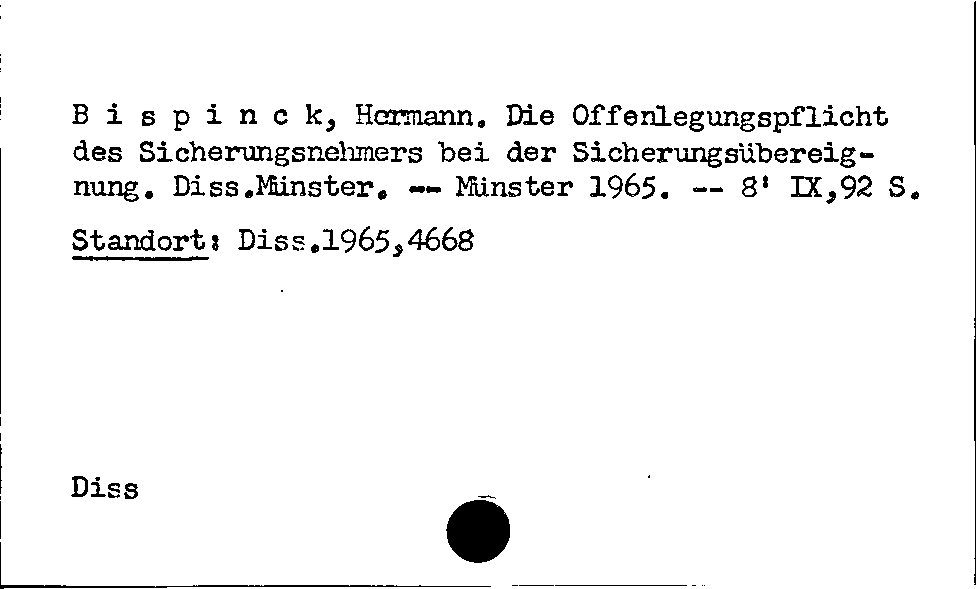 [Katalogkarte Dissertationenkatalog bis 1980]