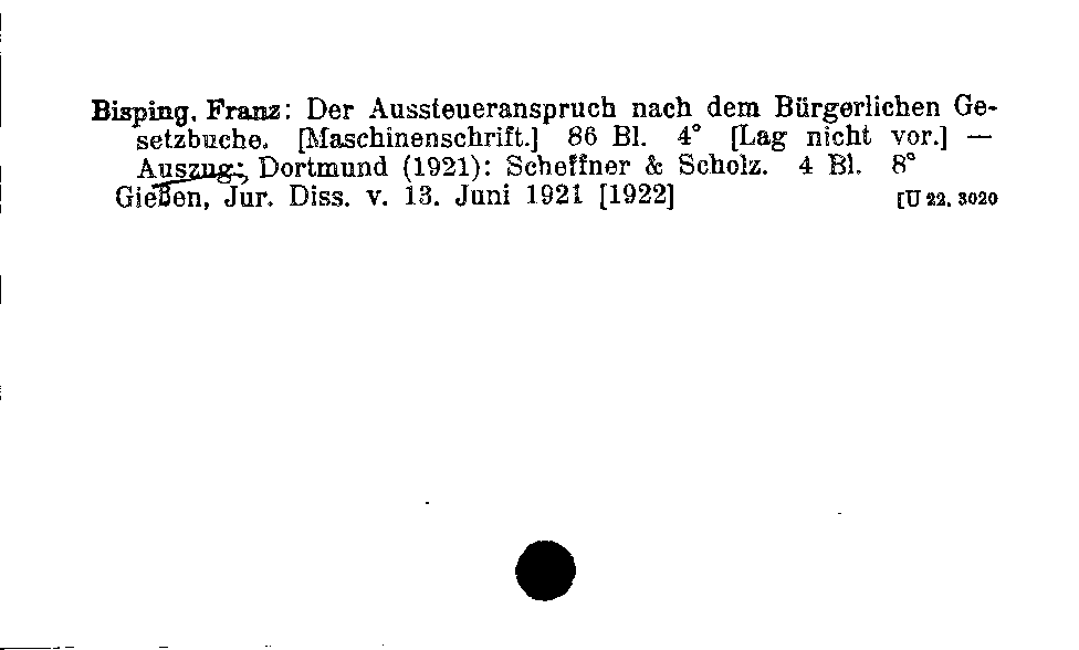 [Katalogkarte Dissertationenkatalog bis 1980]