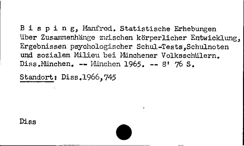 [Katalogkarte Dissertationenkatalog bis 1980]