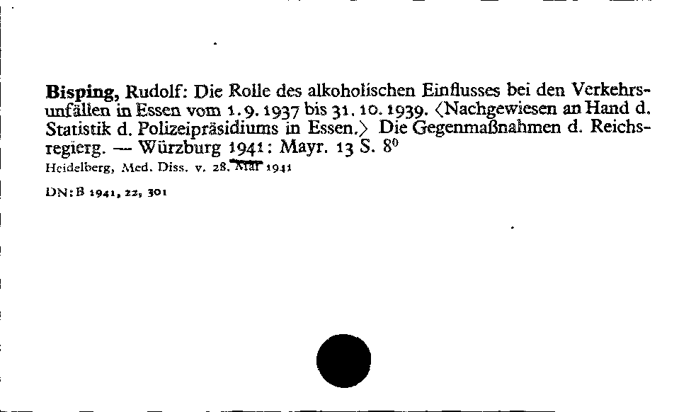 [Katalogkarte Dissertationenkatalog bis 1980]