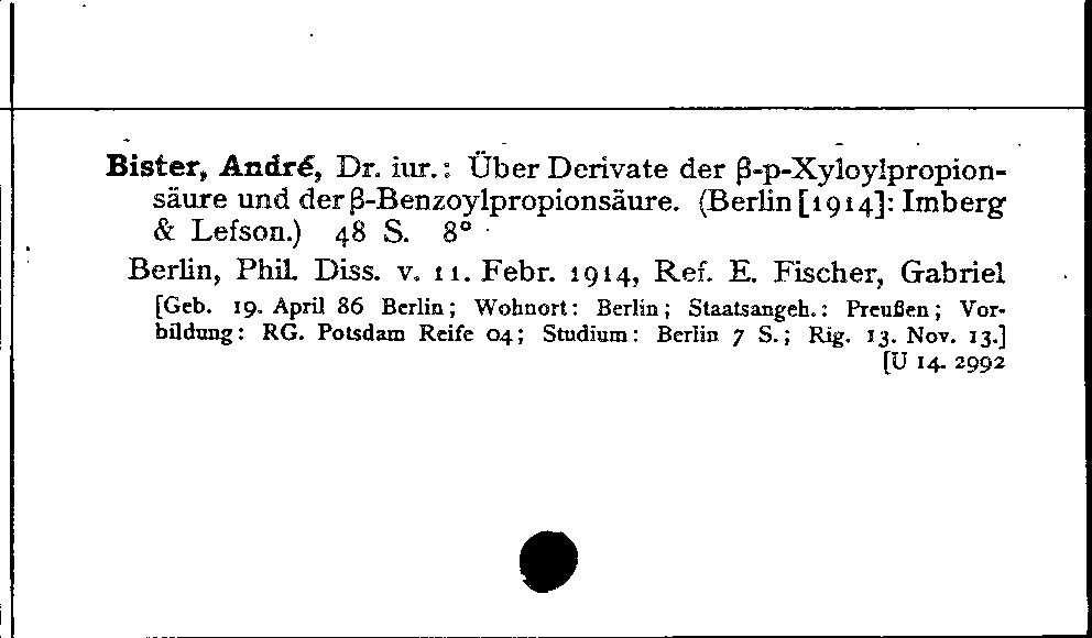 [Katalogkarte Dissertationenkatalog bis 1980]