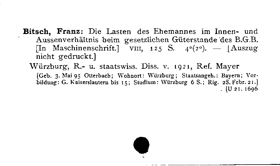 [Katalogkarte Dissertationenkatalog bis 1980]