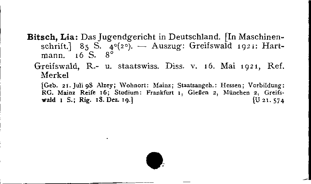 [Katalogkarte Dissertationenkatalog bis 1980]