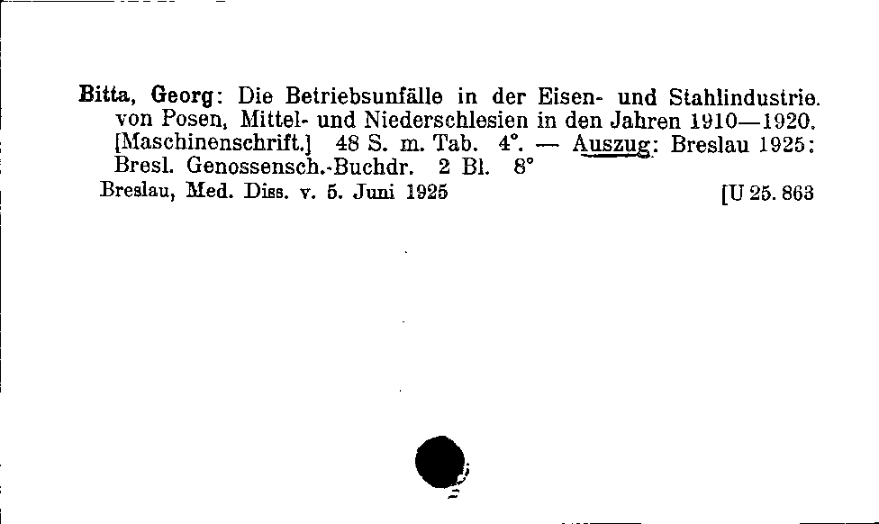 [Katalogkarte Dissertationenkatalog bis 1980]