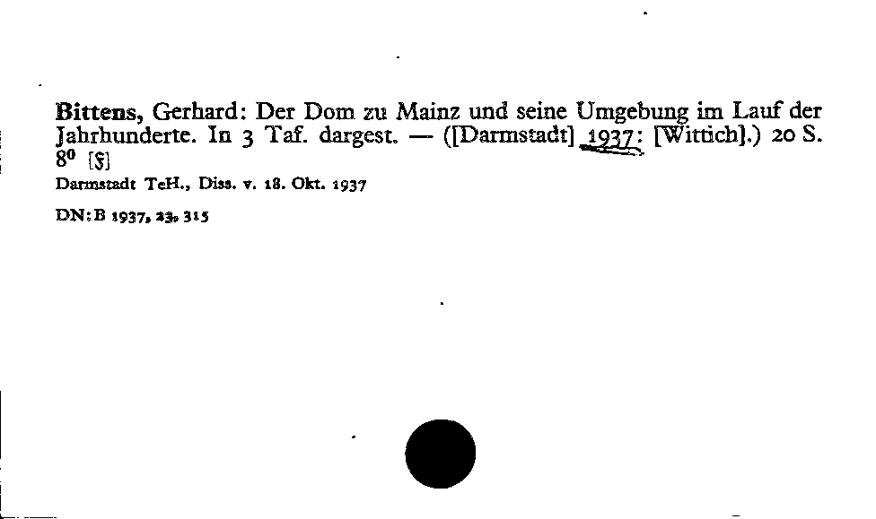 [Katalogkarte Dissertationenkatalog bis 1980]