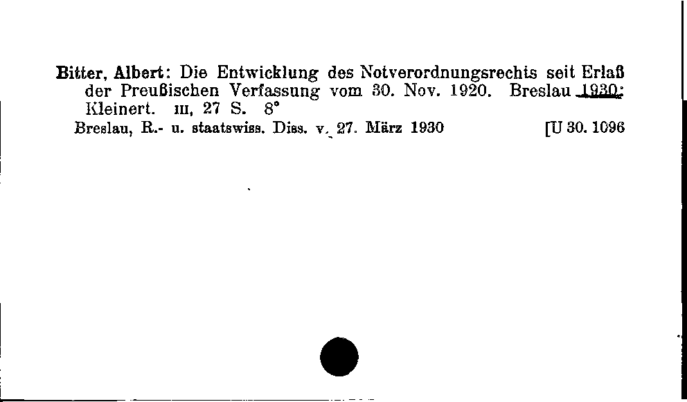 [Katalogkarte Dissertationenkatalog bis 1980]