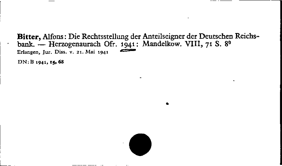 [Katalogkarte Dissertationenkatalog bis 1980]