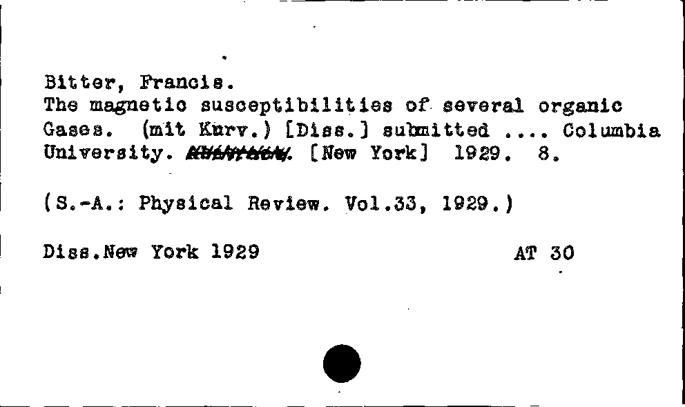 [Katalogkarte Dissertationenkatalog bis 1980]