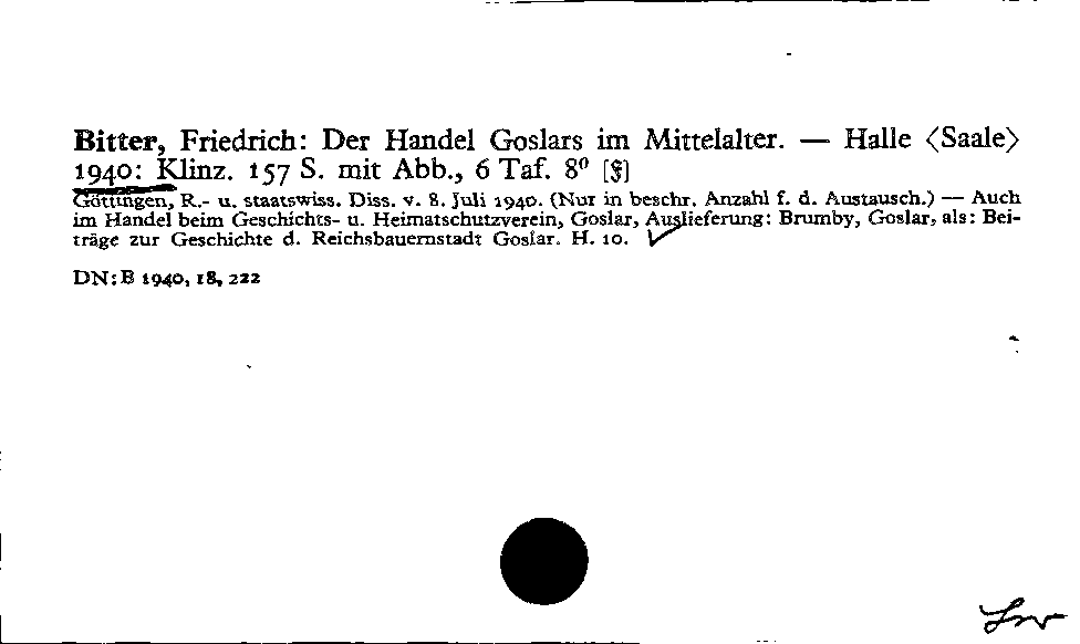 [Katalogkarte Dissertationenkatalog bis 1980]