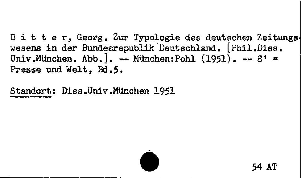 [Katalogkarte Dissertationenkatalog bis 1980]