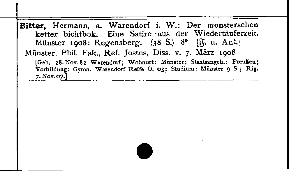 [Katalogkarte Dissertationenkatalog bis 1980]