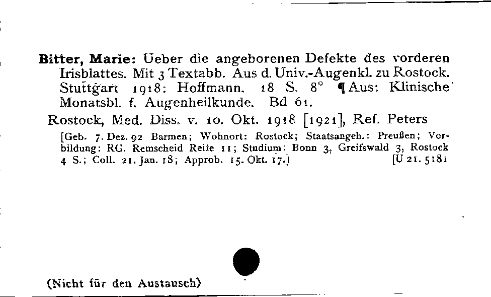 [Katalogkarte Dissertationenkatalog bis 1980]