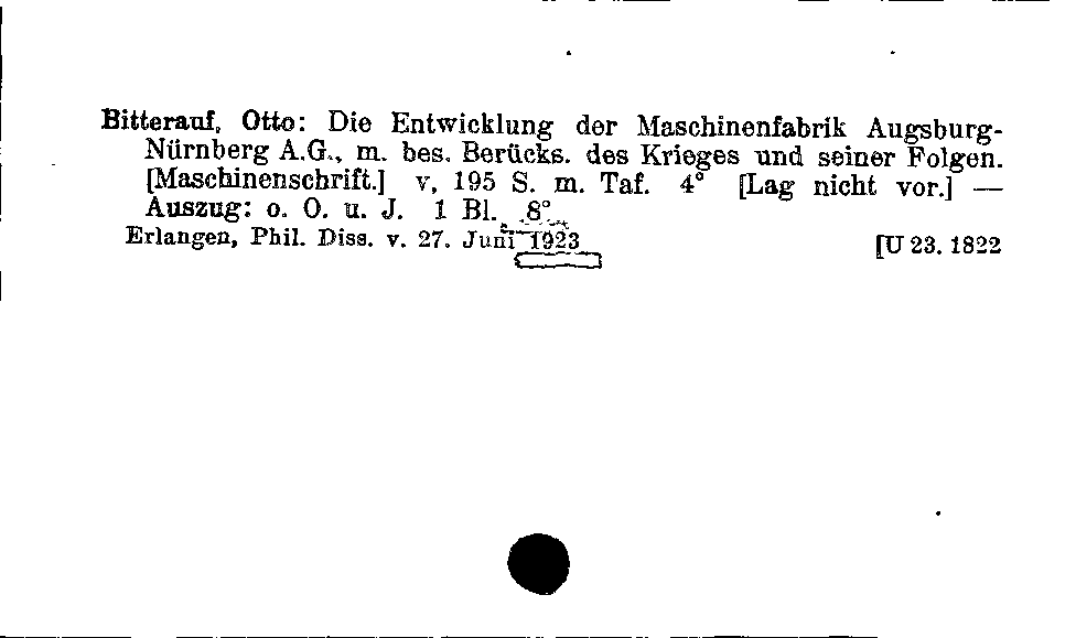 [Katalogkarte Dissertationenkatalog bis 1980]