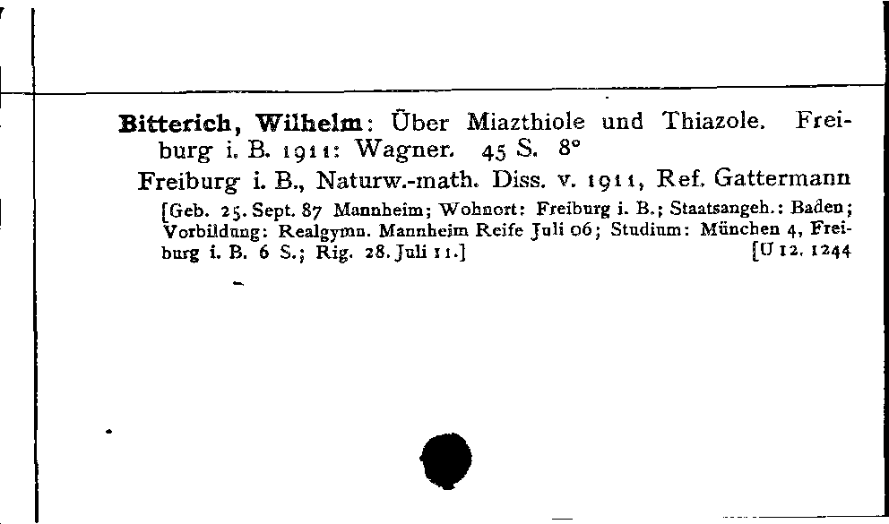 [Katalogkarte Dissertationenkatalog bis 1980]