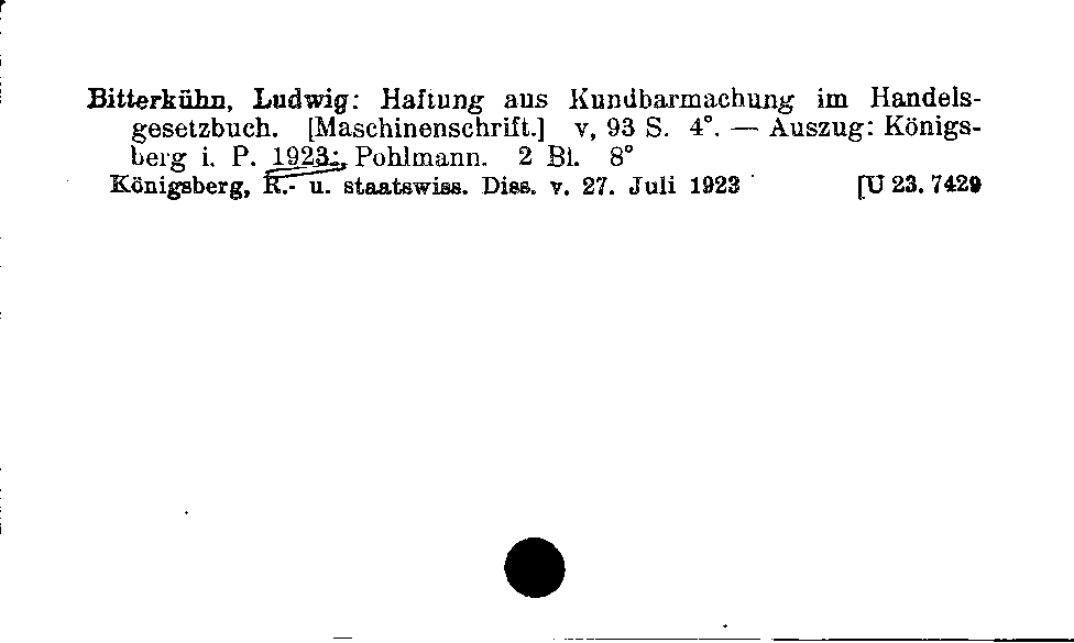 [Katalogkarte Dissertationenkatalog bis 1980]