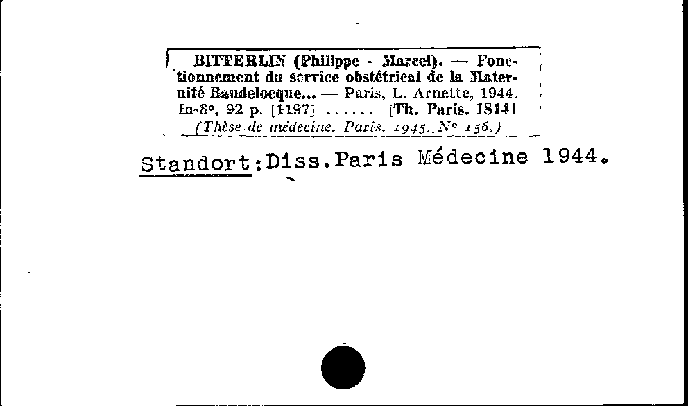 [Katalogkarte Dissertationenkatalog bis 1980]