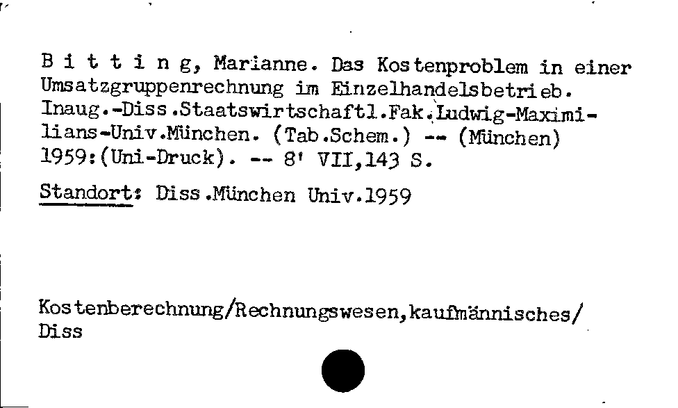 [Katalogkarte Dissertationenkatalog bis 1980]