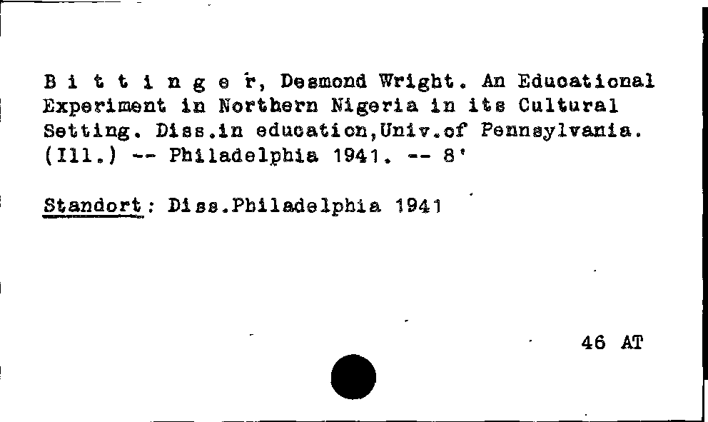 [Katalogkarte Dissertationenkatalog bis 1980]