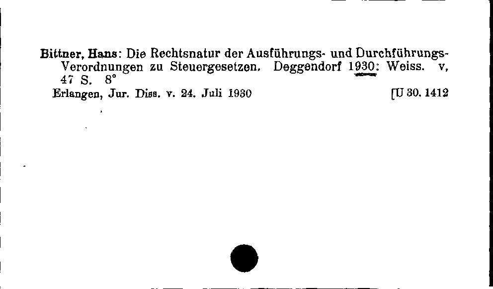 [Katalogkarte Dissertationenkatalog bis 1980]