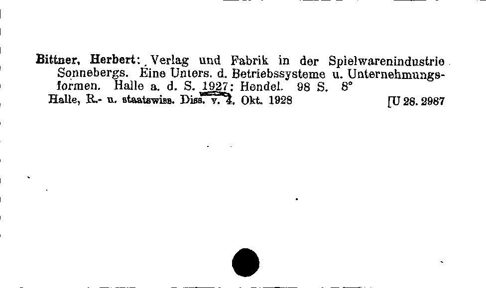 [Katalogkarte Dissertationenkatalog bis 1980]