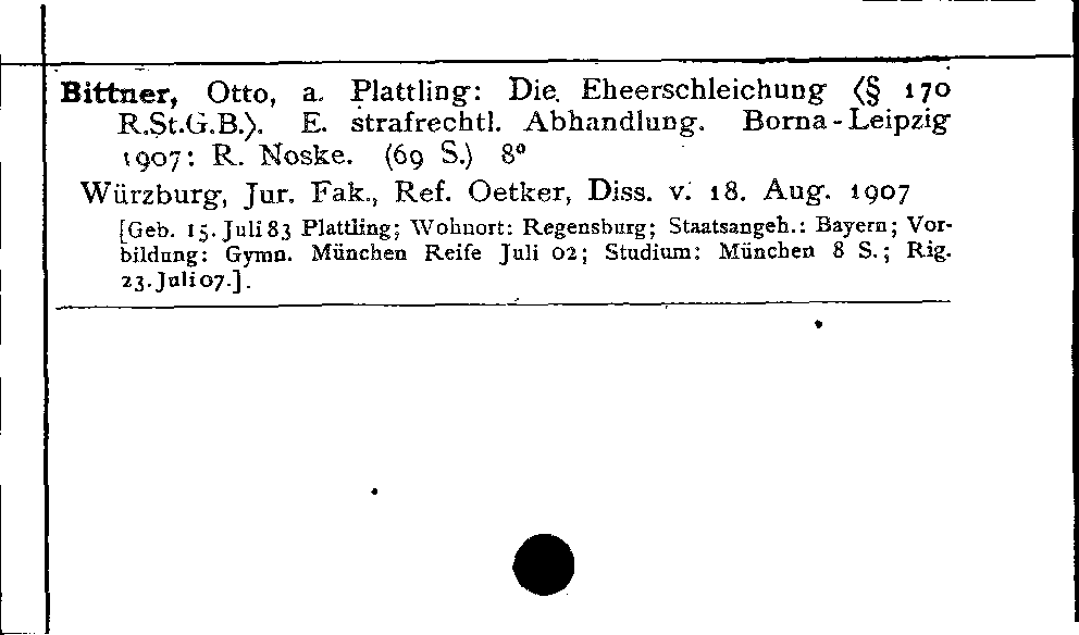 [Katalogkarte Dissertationenkatalog bis 1980]