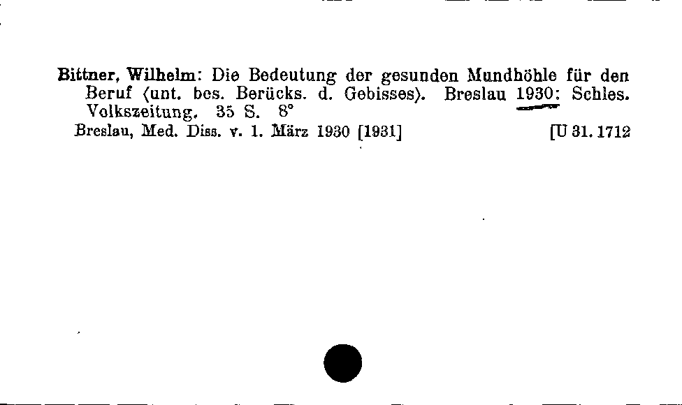 [Katalogkarte Dissertationenkatalog bis 1980]