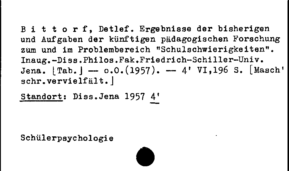 [Katalogkarte Dissertationenkatalog bis 1980]