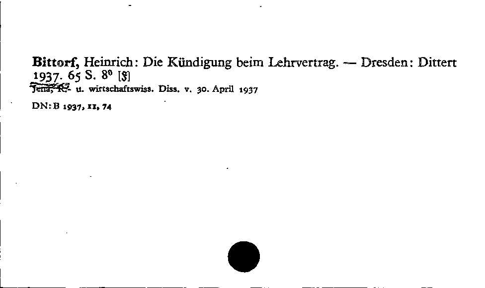 [Katalogkarte Dissertationenkatalog bis 1980]