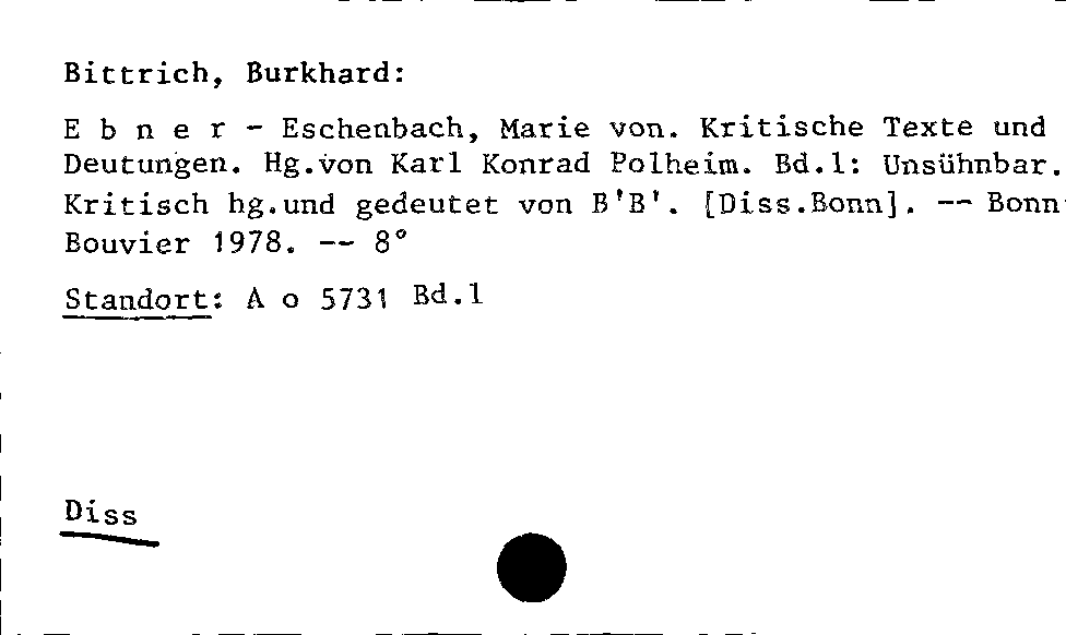 [Katalogkarte Dissertationenkatalog bis 1980]