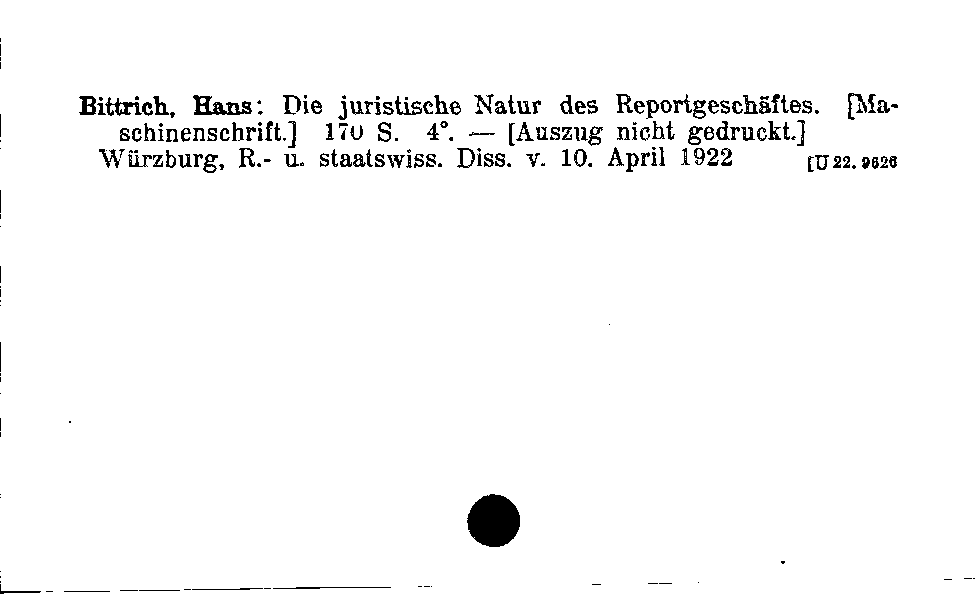 [Katalogkarte Dissertationenkatalog bis 1980]