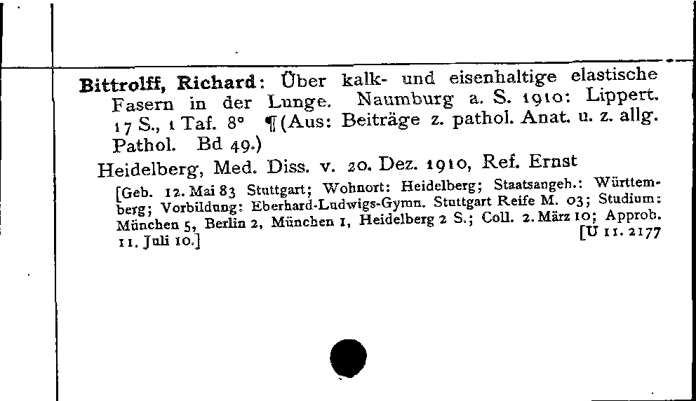 [Katalogkarte Dissertationenkatalog bis 1980]