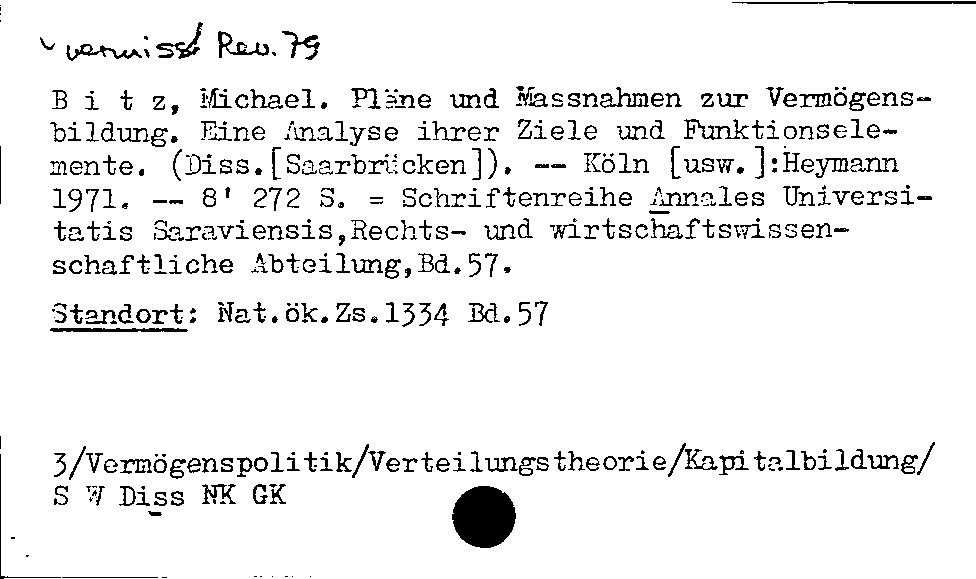 [Katalogkarte Dissertationenkatalog bis 1980]